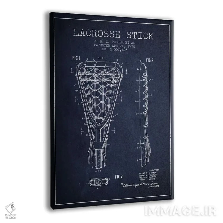 تابلو نقشهٔ ثبت اختراع چوب لاکروس (آبی نفتی) اثر پیکسل کهنه (استودیو/نام هنری) - نمای پرسپکتیو محصول