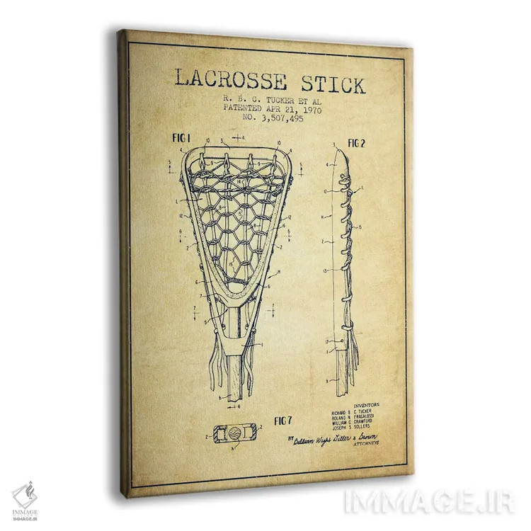 تابلو نقشهٔ ثبت اختراع قدیمی چوب لاکروس اثر پیکسل کهنه (استودیو/نام هنری) - نمای پرسپکتیو محصول