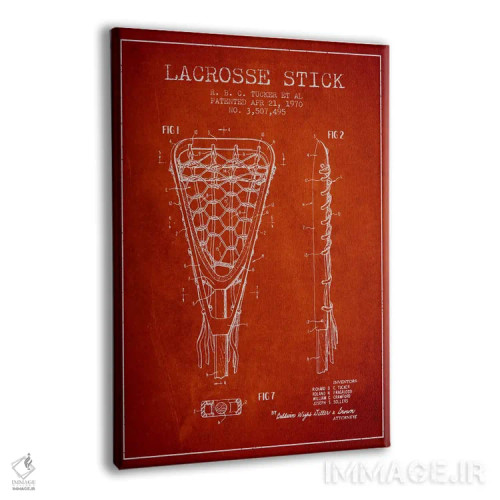 تابلو نقشهٔ ثبت اختراع چوب لاکروس (قرمز) اثر پیکسل کهنه (استودیو/نام هنری) - نمای پرسپکتیو محصول