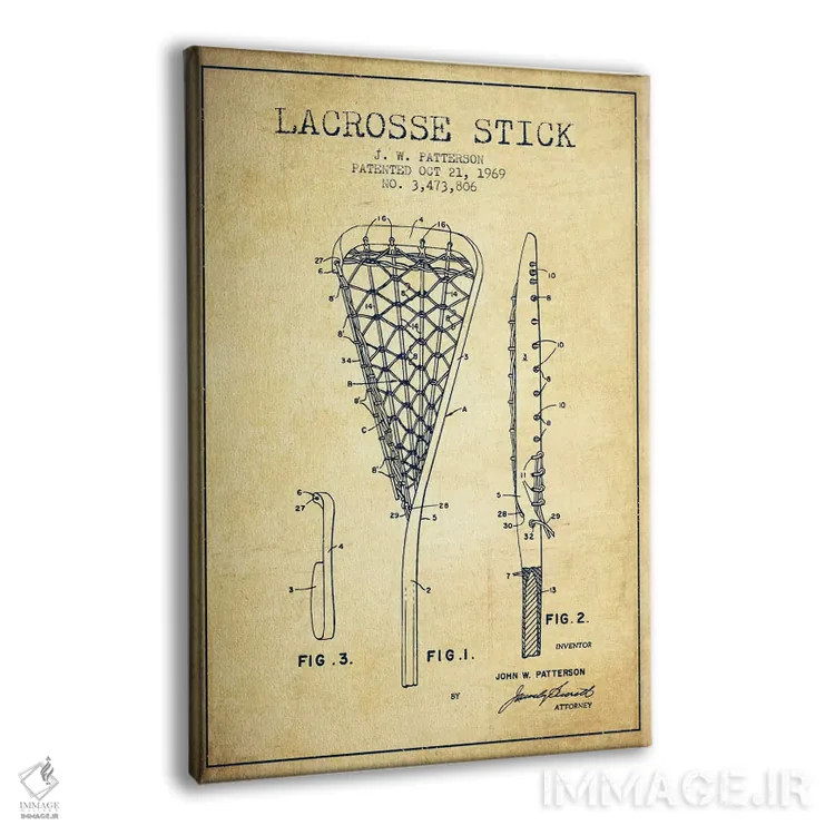 تابلو نقشهٔ ثبت اختراع قدیمی چوب لاکروس اثر پیکسل کهنه (استودیو/نام هنری) - نمای پرسپکتیو محصول