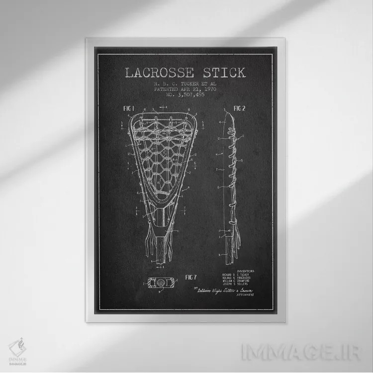 تابلو نقشهٔ ثبت اختراع چوب لاکروس (زغالی) اثر پیکسل کهنه (استودیو/نام هنری) - نمای قابدار سفید