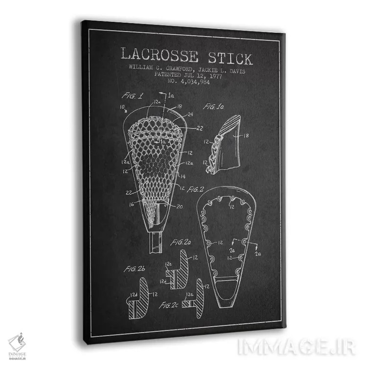 تابلو نقشهٔ ثبت اختراع چوب لاکروس (زغالی) اثر پیکسل کهنه (استودیو/نام هنری) - نمای پرسپکتیو محصول