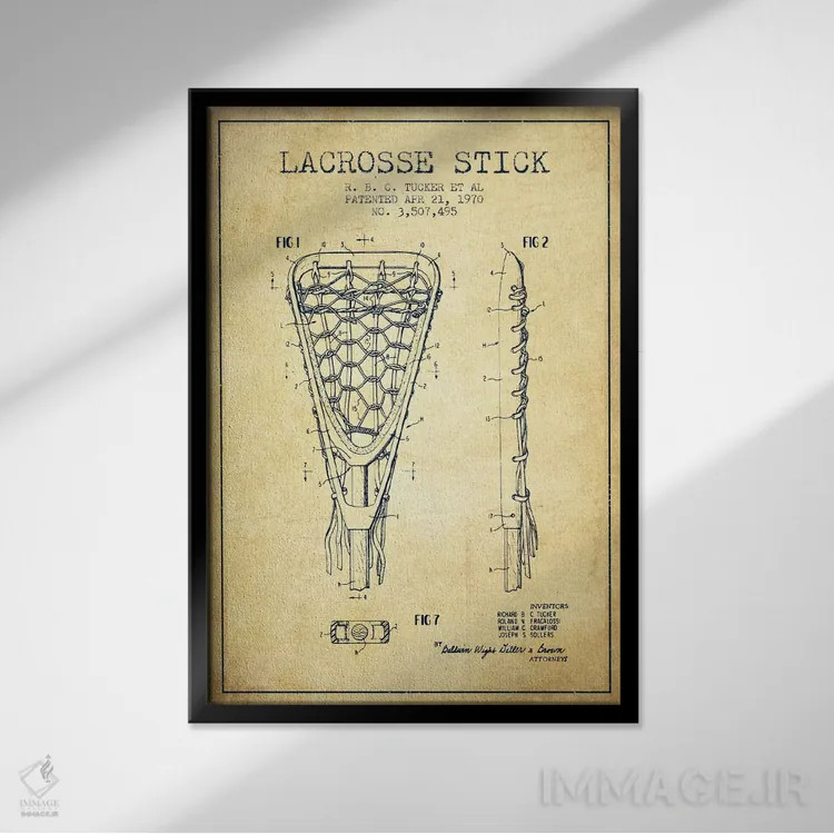 تابلو نقشهٔ ثبت اختراع قدیمی چوب لاکروس اثر پیکسل کهنه (استودیو/نام هنری) - نمای قابدار مشکی