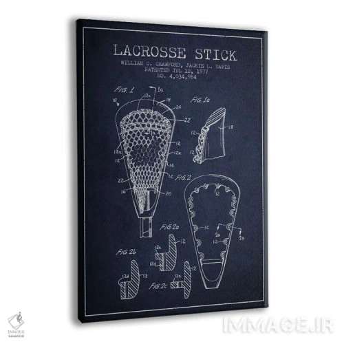 تابلو نقشهٔ ثبت اختراع چوب لاکروس (آبی نفتی) اثر پیکسل کهنه (استودیو/نام هنری) - نمای پرسپکتیو محصول
