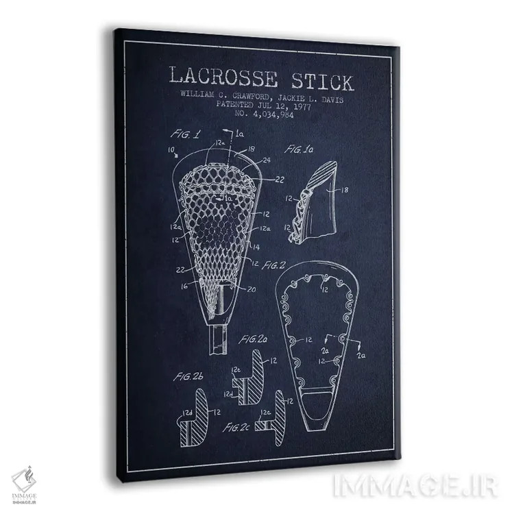 تابلو نقشهٔ ثبت اختراع چوب لاکروس (آبی نفتی) اثر پیکسل کهنه (استودیو/نام هنری) - نمای پرسپکتیو محصول