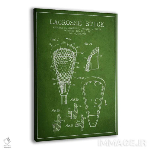 تابلو نقشهٔ ثبت اختراع چوب لاکروس (سبز) اثر پیکسل کهنه (استودیو/نام هنری) - نمای پرسپکتیو محصول