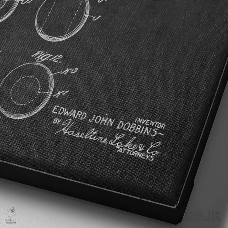 تابلو نقشهٔ ثبت اختراع توپ لاستیکی هندی (زغالی) اثر پیکسل کهنه (استودیو/نام هنری) - نمای نزدیک بافت بوم