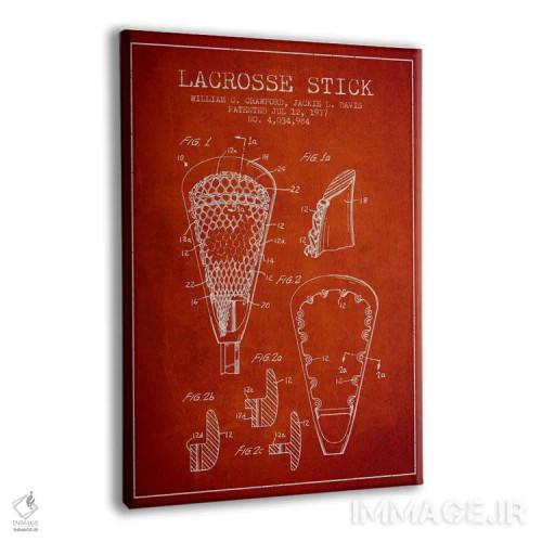 تابلو نقشهٔ ثبت اختراع چوب لاکروس (قرمز) اثر پیکسل کهنه (استودیو/نام هنری) - نمای پرسپکتیو محصول