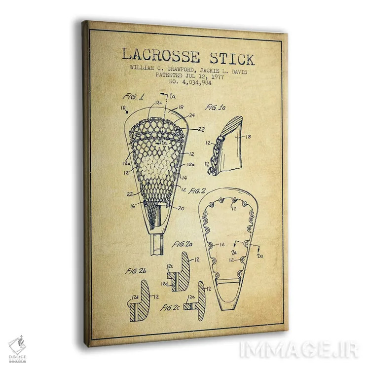 تابلو نقشهٔ ثبت اختراع قدیمی چوب لاکروس اثر پیکسل کهنه (استودیو/نام هنری) - نمای پرسپکتیو محصول