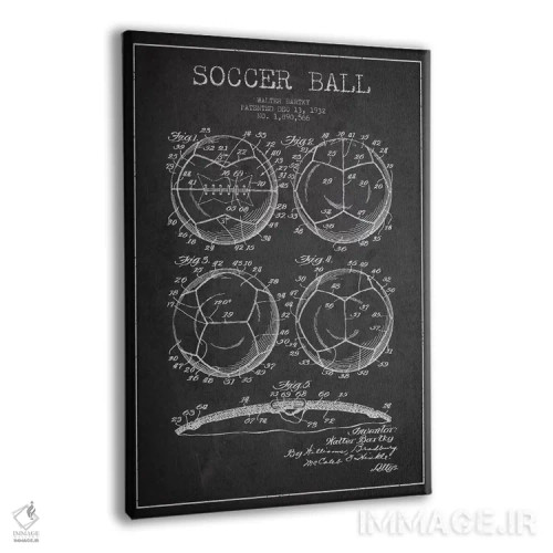 تابلو نقشهٔ ثبت اختراع توپ فوتبال بارتکی (زغالی) اثر پیکسل کهنه (استودیو/نام هنری) - نمای پرسپکتیو محصول