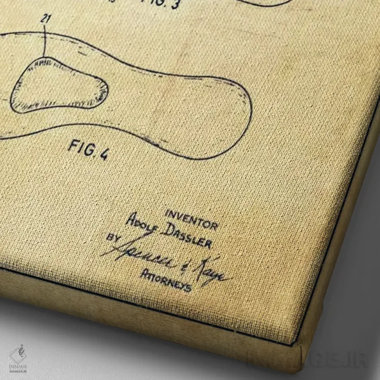 تابلو نقشهٔ ثبت اختراع قدیمی کفش فوتبال اثر پیکسل کهنه (استودیو/نام هنری) - نمای نزدیک بافت بوم