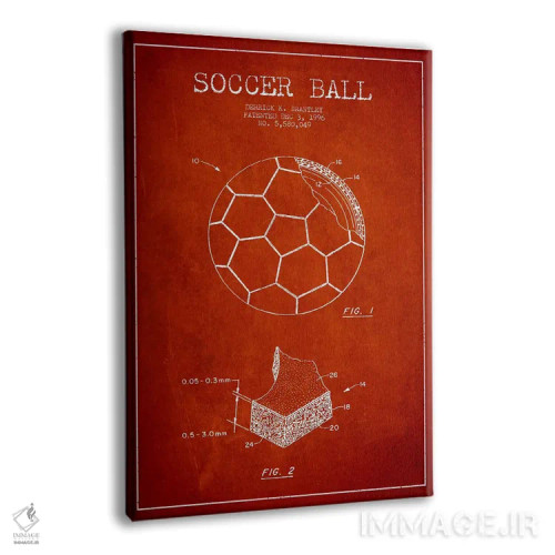 تابلو نقشهٔ ثبت اختراع توپ فوتبال برانتلی (قرمز) اثر پیکسل کهنه (استودیو/نام هنری) - نمای پرسپکتیو محصول