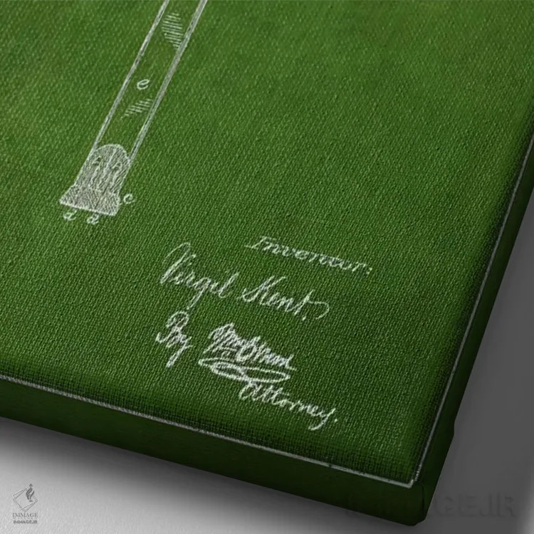 تابلو نقشهٔ ثبت اختراع راکت تنیس (سبز) اثر پیکسل کهنه (استودیو/نام هنری) - نمای نزدیک بافت بوم