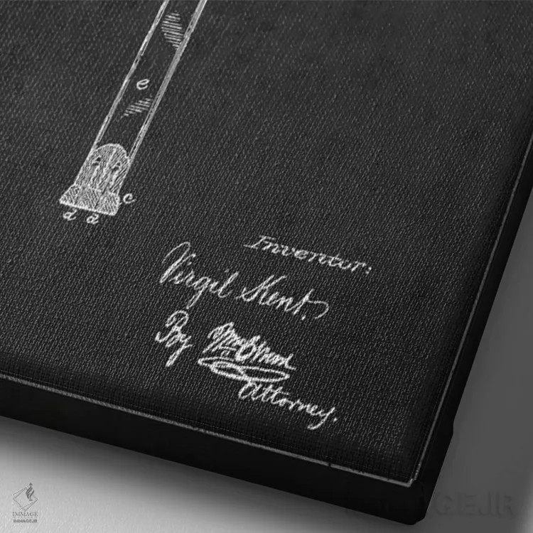 تابلو نقشهٔ ثبت اختراع راکت تنیس (زغالی) اثر پیکسل کهنه (استودیو/نام هنری) - نمای نزدیک بافت بوم