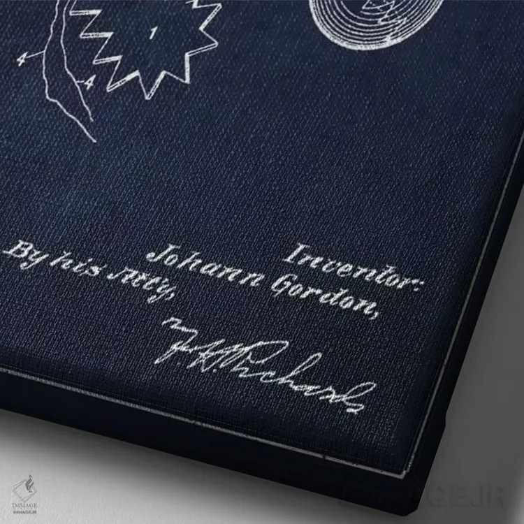 تابلو نقشهٔ ثبت اختراع توپ تنیس (آبی نفتی) اثر پیکسل کهنه (استودیو/نام هنری) - نمای نزدیک بافت بوم