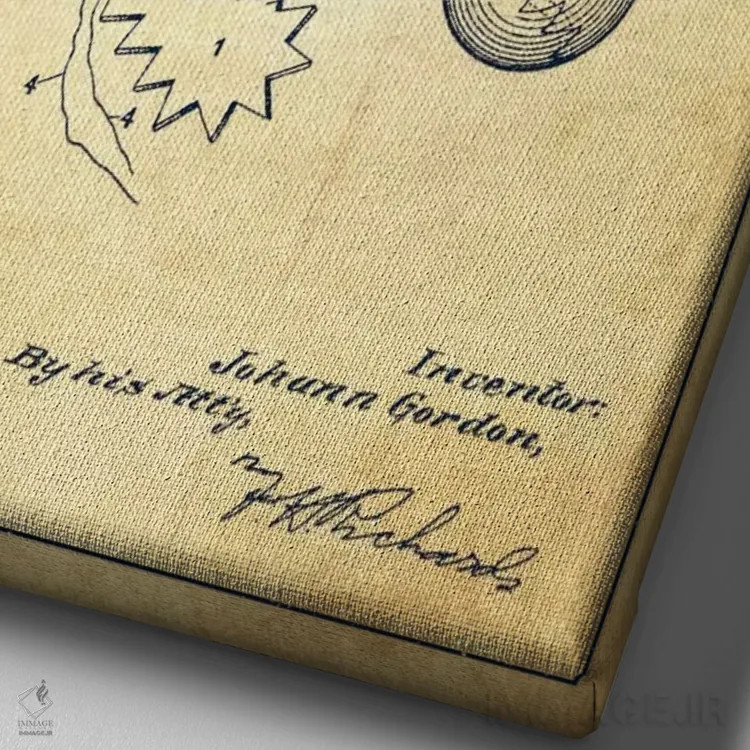 تابلو نقشهٔ ثبت اختراع قدیمی توپ تنیس اثر پیکسل کهنه (استودیو/نام هنری) - نمای نزدیک بافت بوم