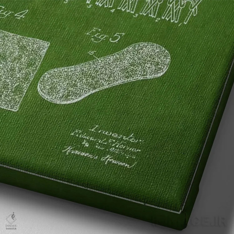 تابلو نقشهٔ ثبت اختراع توپ تنیس (سبز) اثر پیکسل کهنه (استودیو/نام هنری) - نمای نزدیک بافت بوم