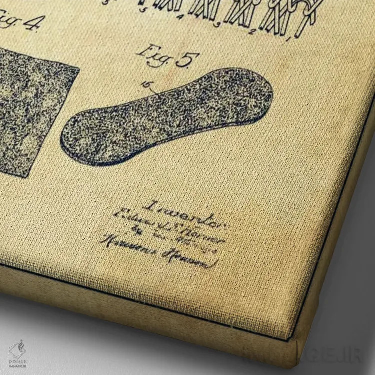 تابلو نقشهٔ ثبت اختراع قدیمی توپ تنیس اثر پیکسل کهنه (استودیو/نام هنری) - نمای نزدیک بافت بوم