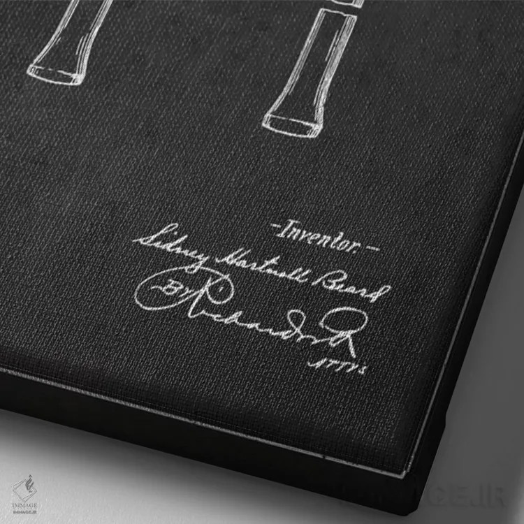 تابلو نقشهٔ ثبت اختراع راکت تنیس (زغالی) اثر پیکسل کهنه (استودیو/نام هنری) - نمای نزدیک بافت بوم