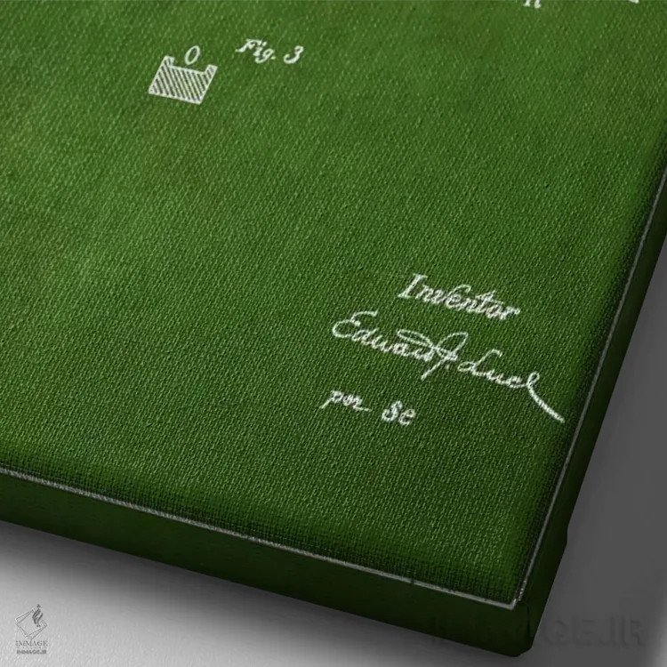 تابلو نقشهٔ ثبت اختراع راکت تنیس (سبز) اثر پیکسل کهنه (استودیو/نام هنری) - نمای نزدیک بافت بوم