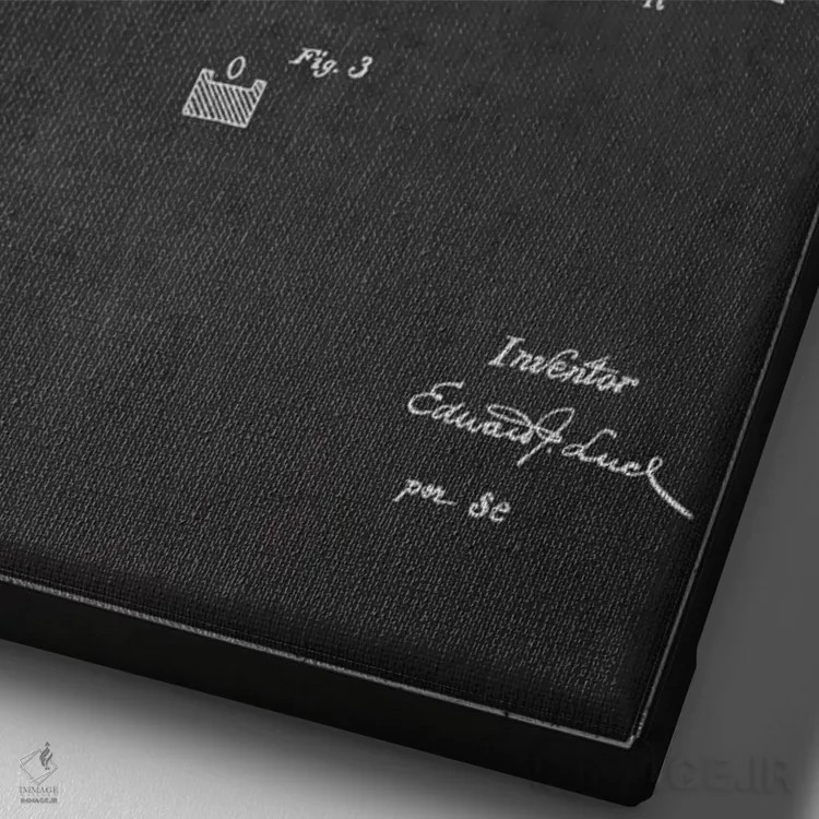 تابلو نقشهٔ ثبت اختراع راکت تنیس (زغالی) اثر پیکسل کهنه (استودیو/نام هنری) - نمای نزدیک بافت بوم