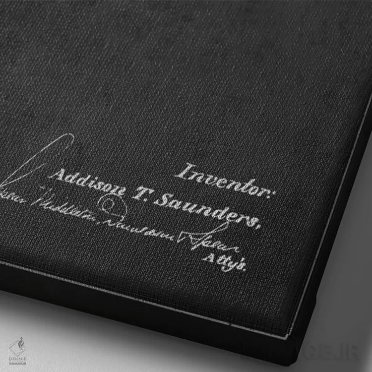 تابلو نقشهٔ ثبت اختراع توپ تنیس (زغالی) اثر پیکسل کهنه (استودیو/نام هنری) - نمای نزدیک بافت بوم