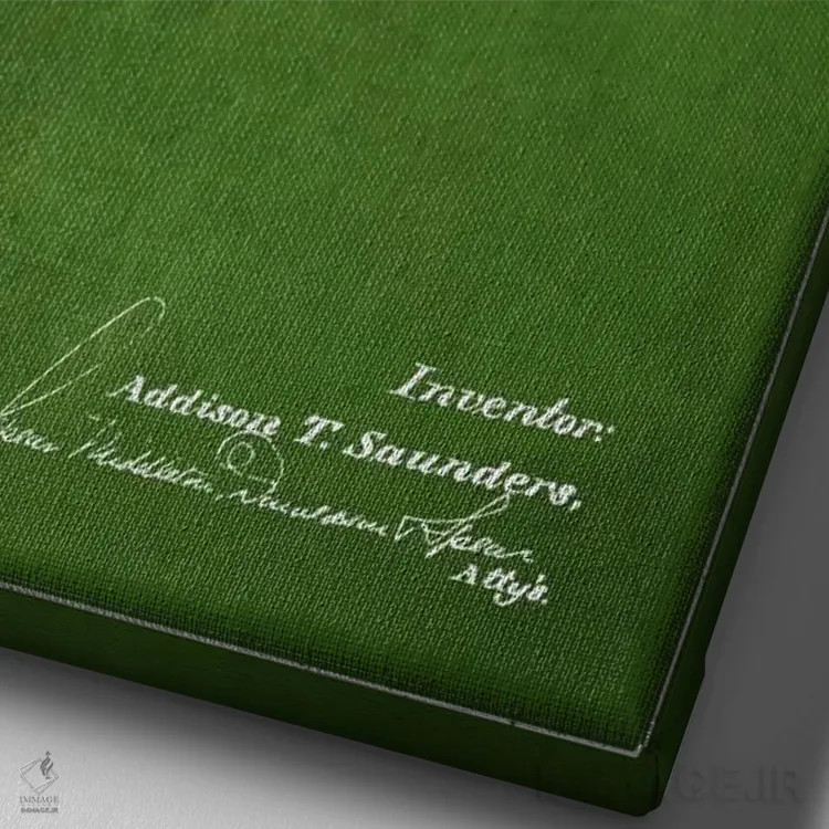 تابلو نقشهٔ ثبت اختراع توپ تنیس (سبز) اثر پیکسل کهنه (استودیو/نام هنری) - نمای نزدیک بافت بوم