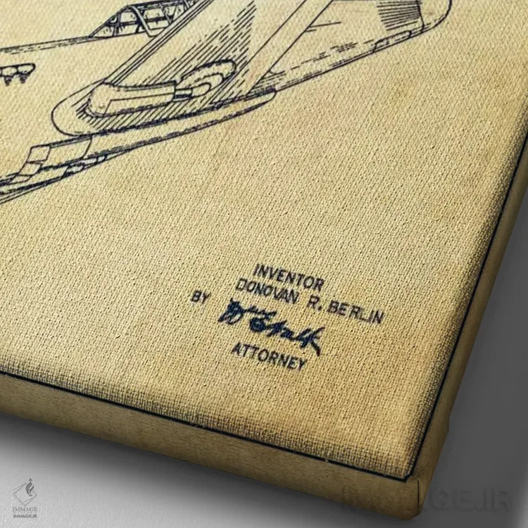 تابلو نقشهٔ ثبت اختراع قدیمی هواپیما اثر پیکسل کهنه (استودیو/نام هنری) - نمای نزدیک بافت بوم