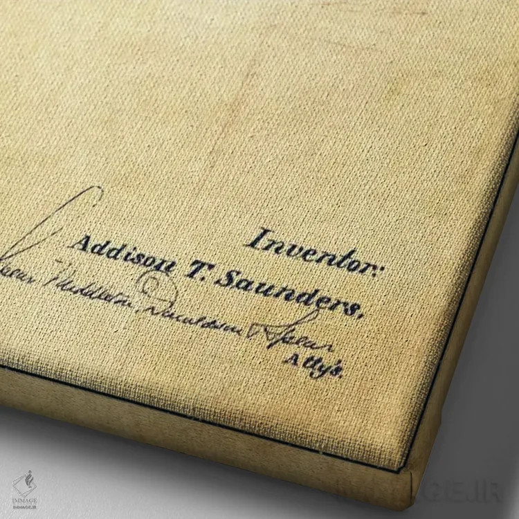 تابلو نقشهٔ ثبت اختراع قدیمی توپ تنیس اثر پیکسل کهنه (استودیو/نام هنری) - نمای نزدیک بافت بوم