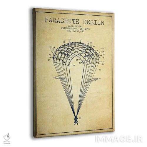 تابلو نقشه ثبت اختراع طراحی چتر نجات (کلاسیک) اثر پیکسل کهنه (استودیو/نام هنری) - نمای پرسپکتیو محصول