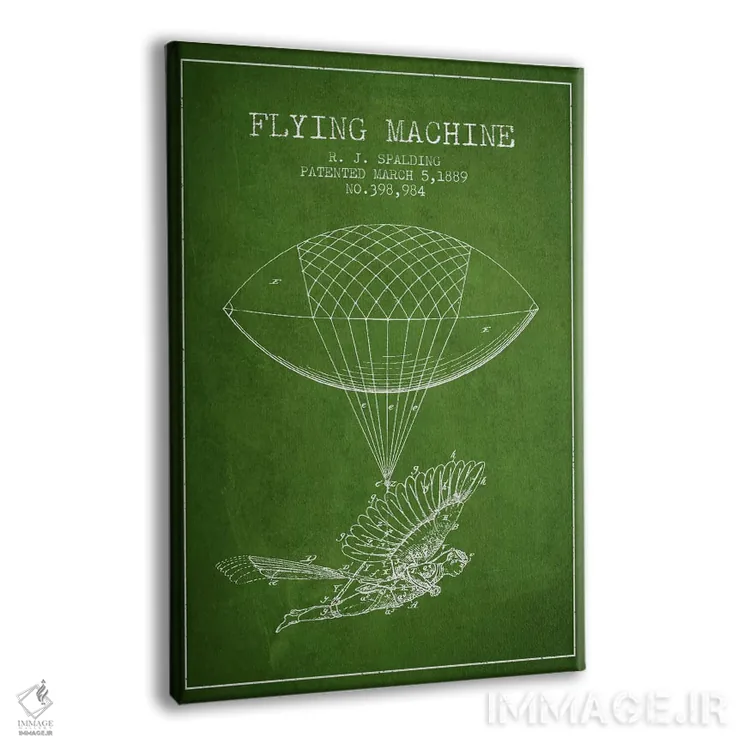 تابلو نقشه ثبت اختراع ایکاروس ۵ (سبز) اثر پیکسل کهنه (استودیو/نام هنری) - نمای پرسپکتیو محصول