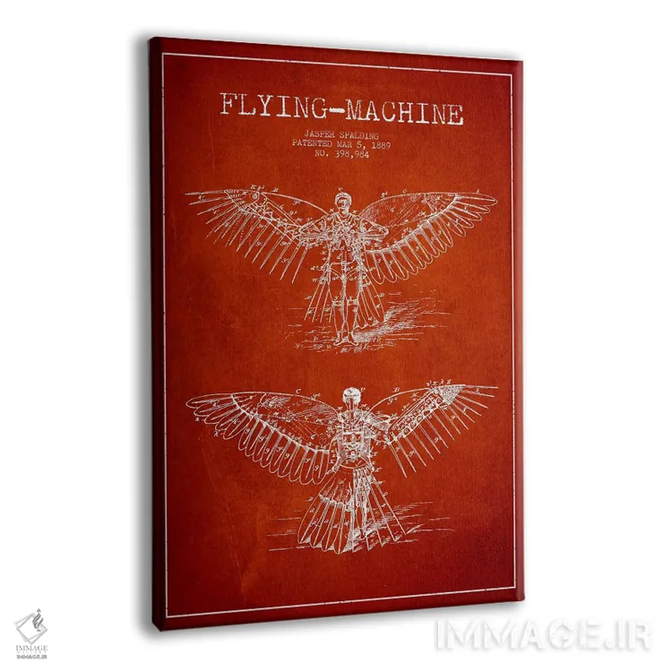 تابلو نقشه ثبت اختراع ایکاروس ۳ (قرمز) اثر پیکسل کهنه (استودیو/نام هنری) - نمای پرسپکتیو محصول