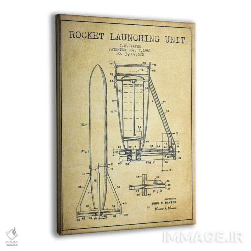 تابلو نقشه ثبت اختراع واحد موشکی (کلاسیک) اثر پیکسل کهنه (استودیو/نام هنری) - نمای پرسپکتیو محصول