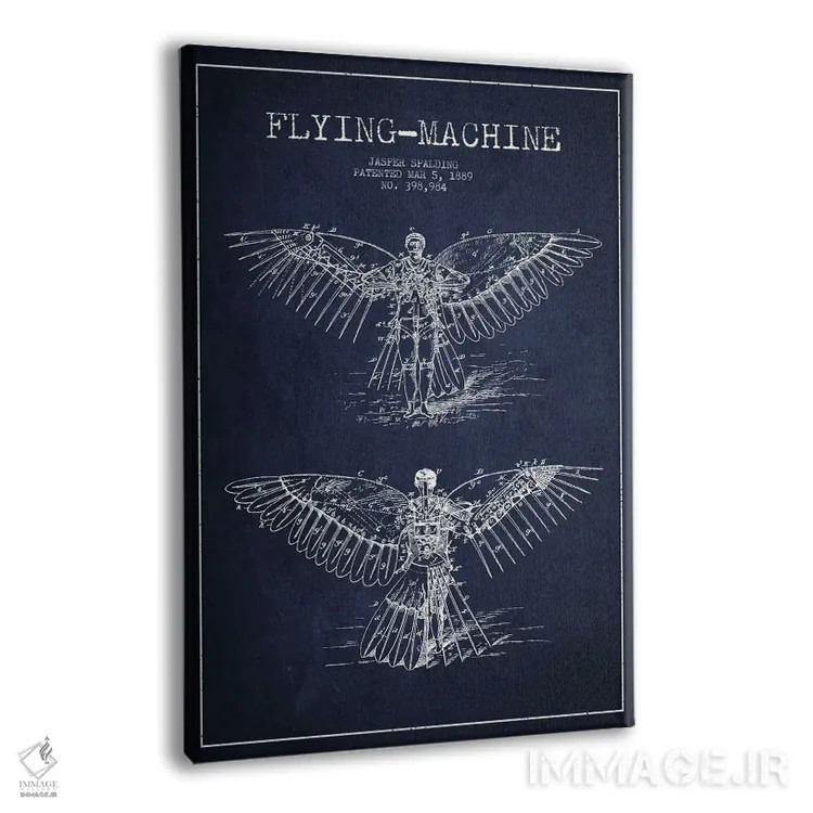 تابلو نقشه ثبت اختراع ایکاروس ۳ (آبی نفتی) اثر پیکسل کهنه (استودیو/نام هنری) - نمای پرسپکتیو محصول
