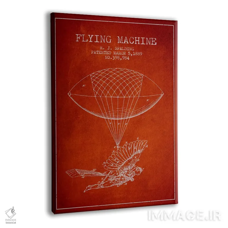 تابلو نقشه ثبت اختراع ایکاروس ۵ (قرمز) اثر پیکسل کهنه (استودیو/نام هنری) - نمای پرسپکتیو محصول