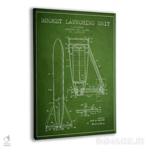 تابلو نقشه ثبت اختراع واحد موشکی (سبز) اثر پیکسل کهنه (استودیو/نام هنری) - نمای پرسپکتیو محصول