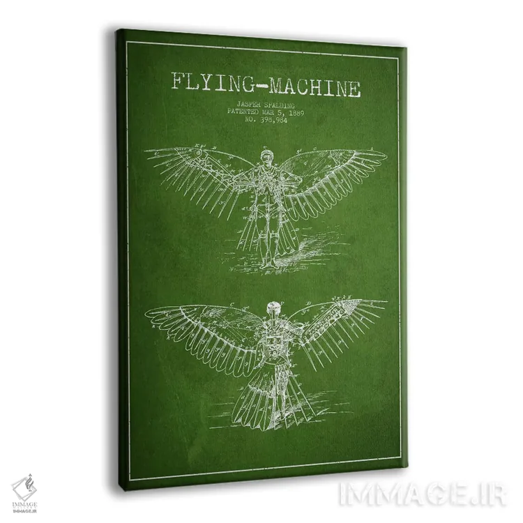تابلو نقشه ثبت اختراع ایکاروس ۳ (سبز) اثر پیکسل کهنه (استودیو/نام هنری) - نمای پرسپکتیو محصول