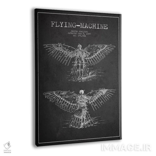 تابلو نقشه ثبت اختراع ایکاروس ۳ (ذغالی) اثر پیکسل کهنه (استودیو/نام هنری) - نمای پرسپکتیو محصول