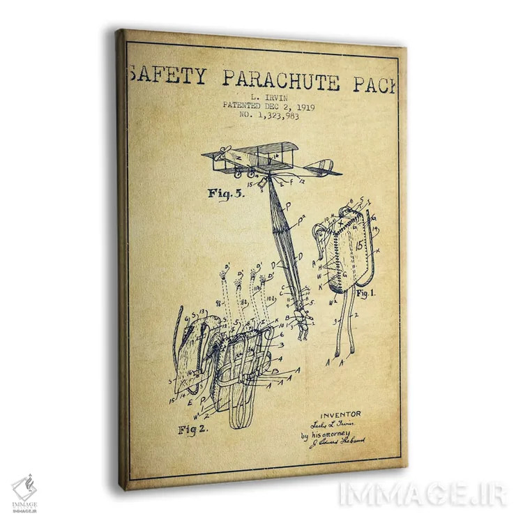 تابلو نقشه ثبت اختراع چتر نجات ۲ (کلاسیک) اثر پیکسل کهنه (استودیو/نام هنری) - نمای پرسپکتیو محصول