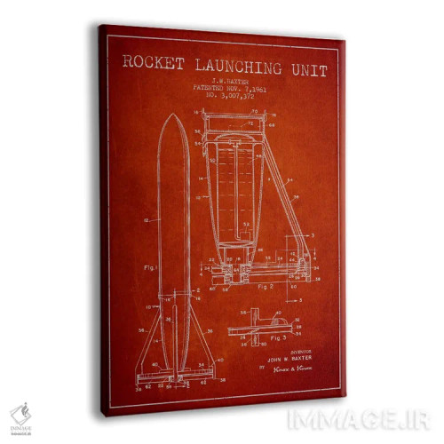 تابلو نقشه ثبت اختراع واحد موشکی (قرمز) اثر پیکسل کهنه (استودیو/نام هنری) - نمای پرسپکتیو محصول