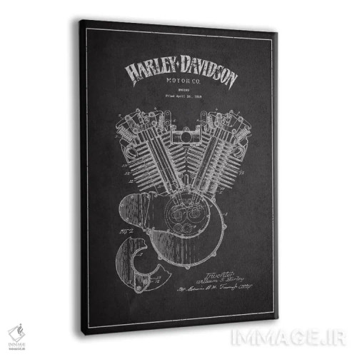 تابلو نقشه ثبت اختراع هارلی-دیویدسون (ذغالی) اثر پیکسل کهنه (استودیو/نام هنری) - نمای پرسپکتیو محصول