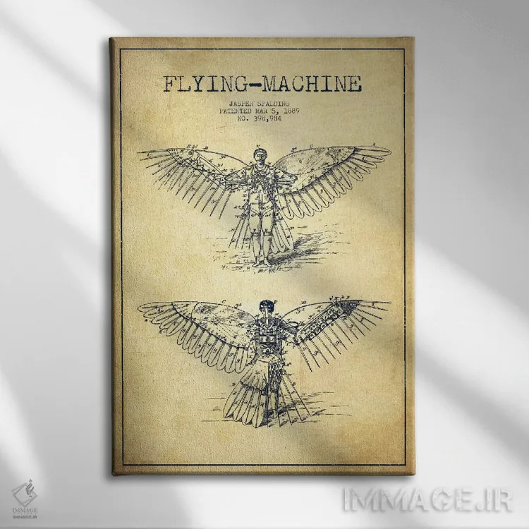 تابلو نقشه ثبت اختراع ایکاروس ۳ (کلاسیک) اثر پیکسل کهنه (استودیو/نام هنری) - نمای روبهرو روی دیوار