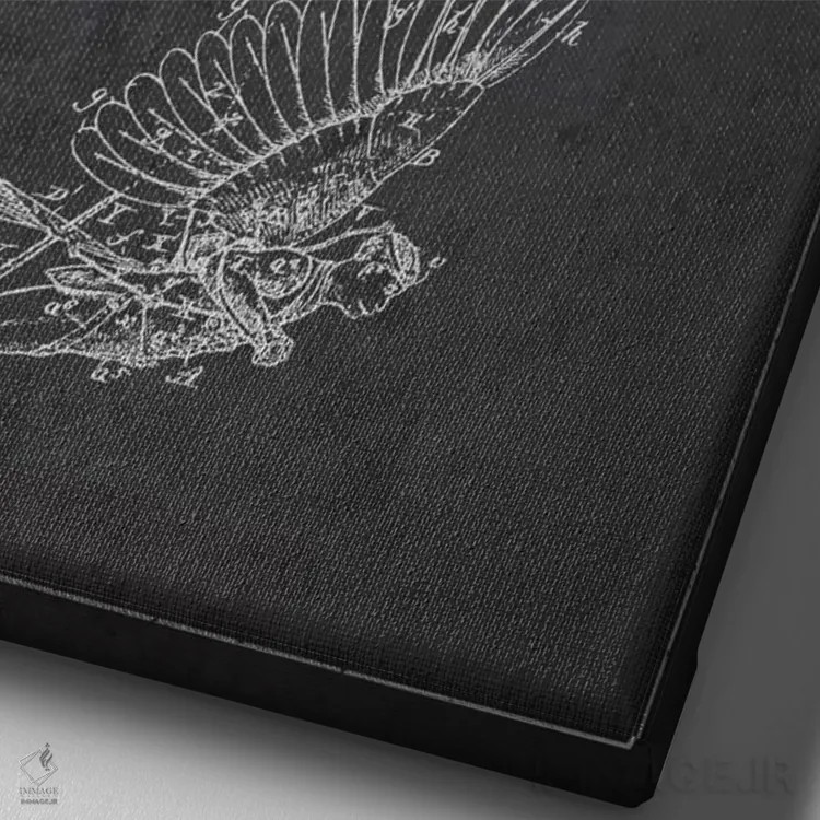 تابلو نقشه ثبت اختراع ایکاروس ۵ (ذغالی) اثر پیکسل کهنه (استودیو/نام هنری) - نمای نزدیک بافت بوم