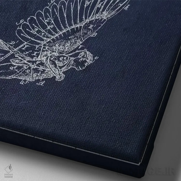 تابلو نقشه ثبت اختراع ایکاروس ۵ (آبی نفتی) اثر پیکسل کهنه (استودیو/نام هنری) - نمای نزدیک بافت بوم