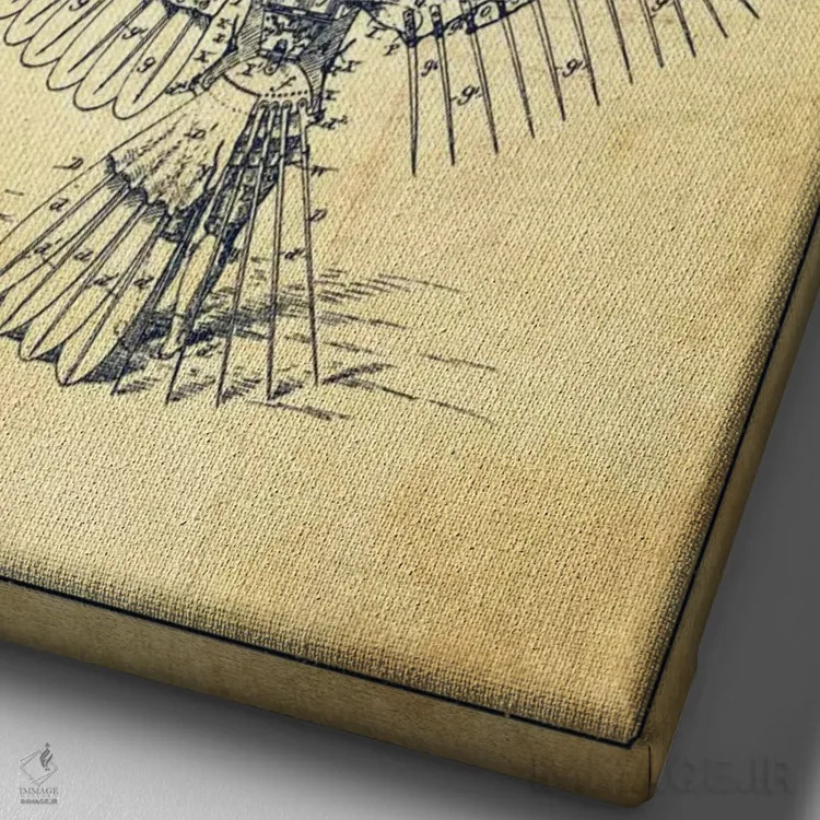 تابلو نقشه ثبت اختراع ایکاروس ۳ (کلاسیک) اثر پیکسل کهنه (استودیو/نام هنری) - نمای نزدیک بافت بوم