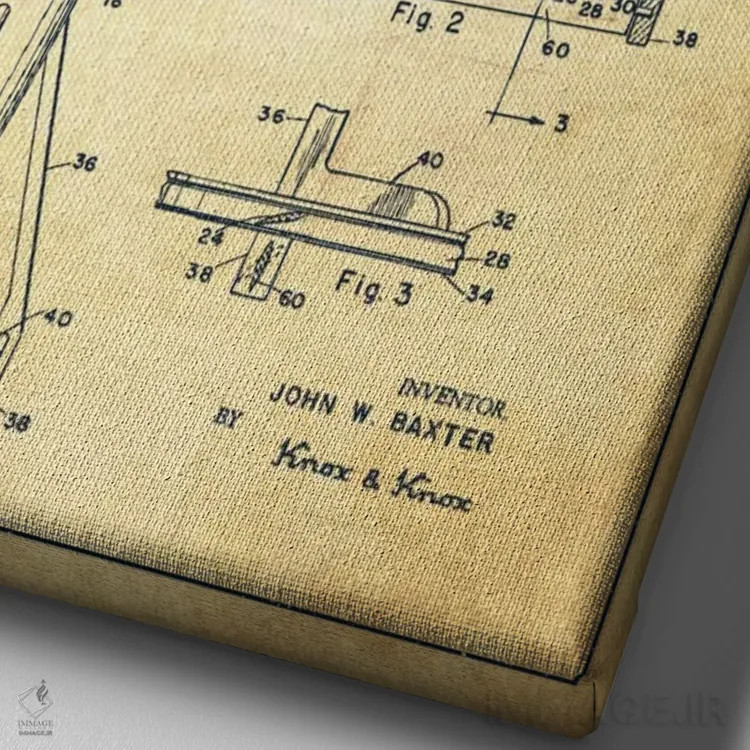 تابلو نقشه ثبت اختراع واحد موشکی (کلاسیک) اثر پیکسل کهنه (استودیو/نام هنری) - نمای نزدیک بافت بوم