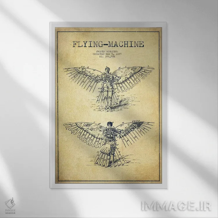 تابلو نقشه ثبت اختراع ایکاروس ۳ (کلاسیک) اثر پیکسل کهنه (استودیو/نام هنری) - نمای قابدار سفید