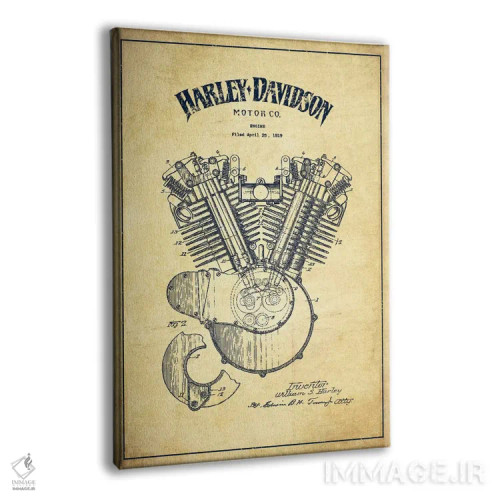 تابلو نقشه ثبت اختراع هارلی-دیویدسون (کلاسیک) اثر پیکسل کهنه (استودیو/نام هنری) - نمای پرسپکتیو محصول