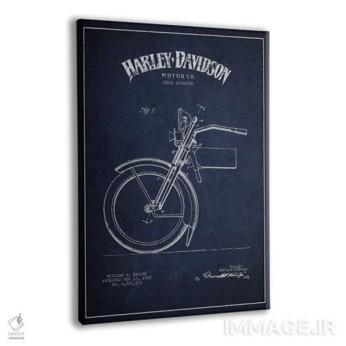 تابلو نقشهٔ درخواست ثبت پتنت کمک فنر موتورسیکلت هارلی-دیویدسون (آبی نفتی) اثر پیکسل کهنه (استودیو/نام هنری) - نمای پرسپکتیو محصول