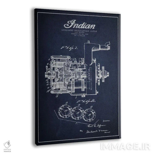 تابلو نقشه ثبت اختراع کلاچ اینباور (آبی نفتی) (موتورسیکلت) اثر پیکسل کهنه (استودیو/نام هنری) - نمای پرسپکتیو محصول